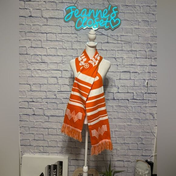 Whataburger Orange White Striped Logo Knit Scarf - Picture 1 of 9